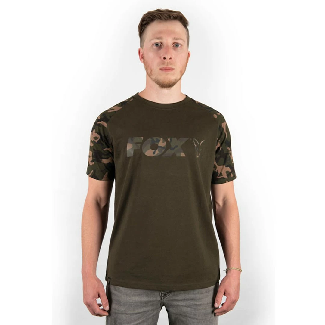 Fox Raglan Khaki/Camo Sleeve T-Shirt 1 Fox Raglan Khaki/Camo Sleeve T-Shirt